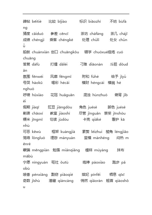 上海普通话考试资料(命题说话+易错字)