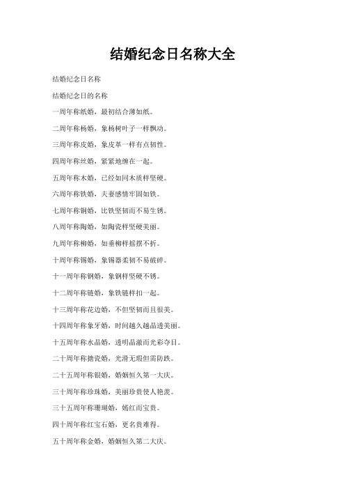 最新-结婚纪念日名称大全 精品