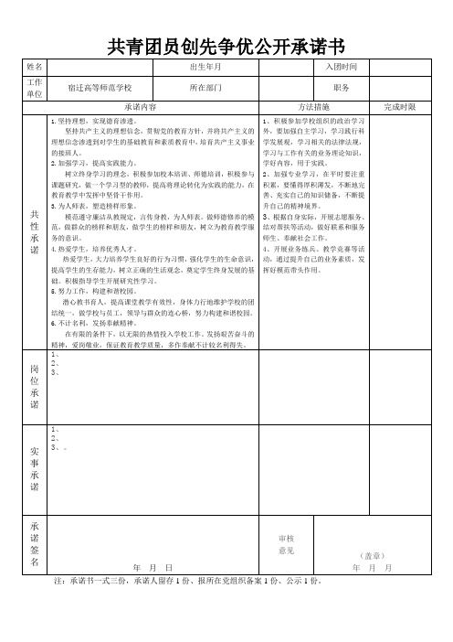 共青团员承诺书