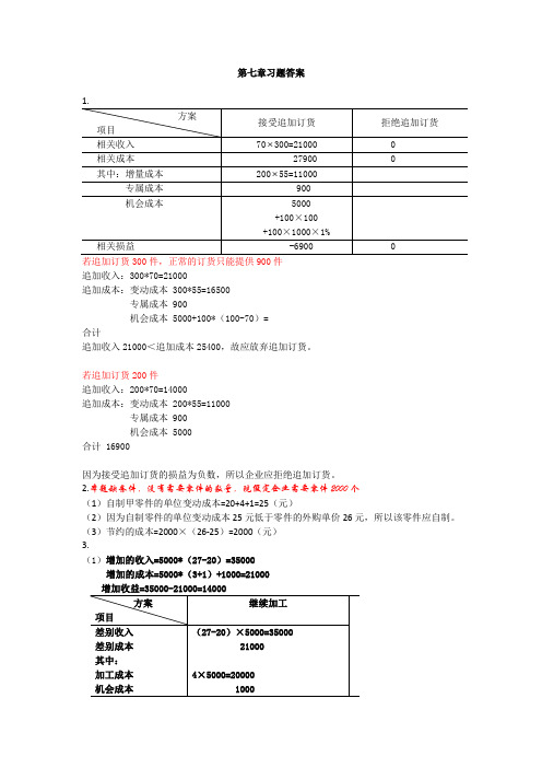 成本会计第七章练习题答案