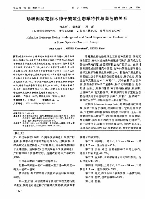 珍稀树种花榈木种子繁殖生态学特性与濒危的关系