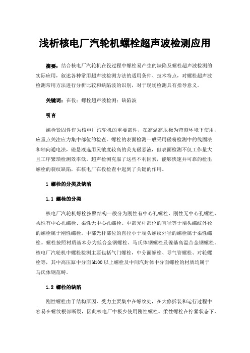 浅析核电厂汽轮机螺栓超声波检测应用