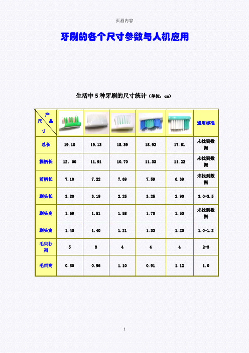 牙刷的各个尺寸参数与人机应用