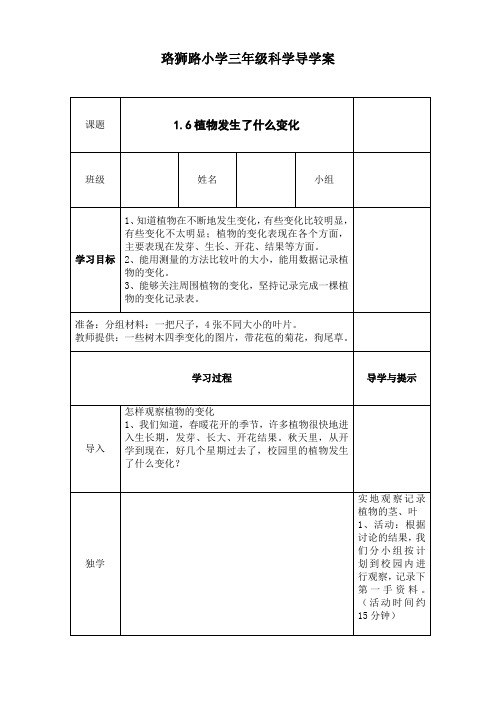 三年级科学导学案6