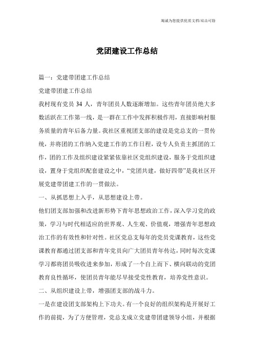 党团建设工作总结