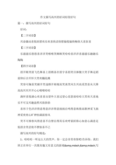 作文描写高兴的好词好段好句