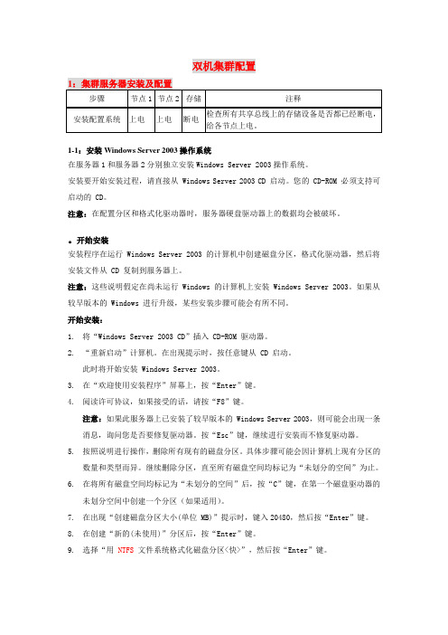 双机群集配置