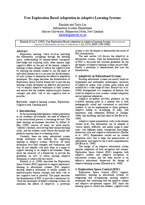 User Exploration Based Adaptation in Adaptive Learning Systems