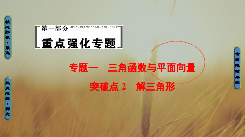 2018年高考数学理科山东专版二轮专题复习与策略课件：第1部分 专题1 突破点2 解三角形 精品