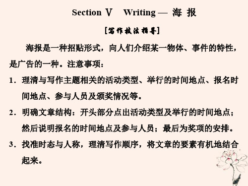 2019_2020学年高中英语Unit2EnglisharoundtheworldSectionⅤWriting—海报课件新人教版必修1