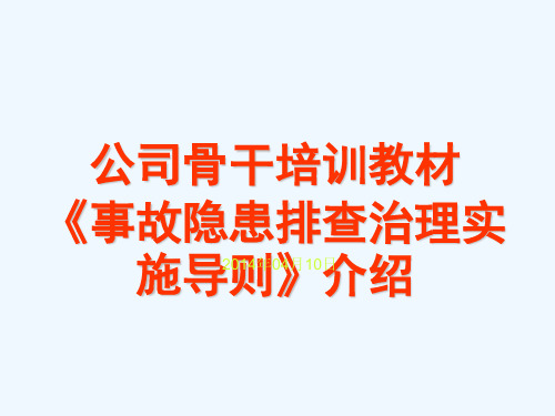 《事故隐患排查治理实施导则》介绍