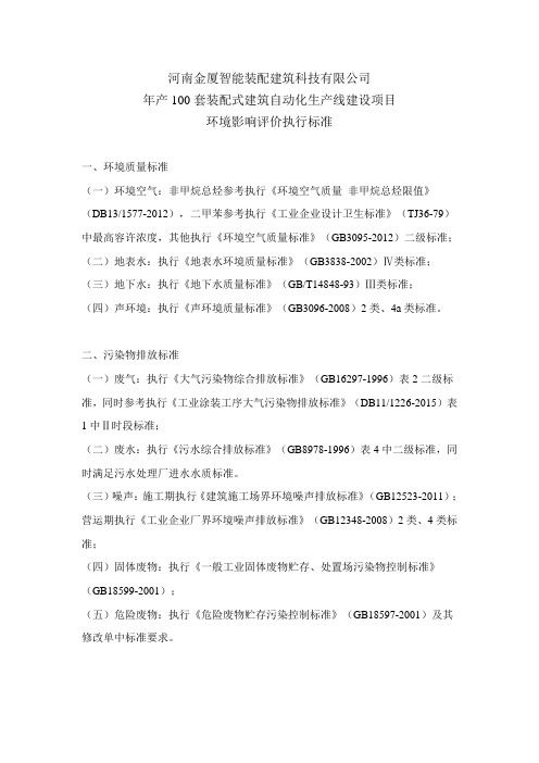 环评喷漆项目执行标准