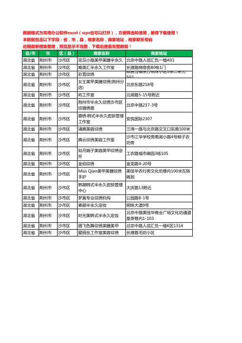 2020新版湖北省荆州市沙市区纹绣工商企业公司商家名录名单黄页联系电话号码地址大全18家