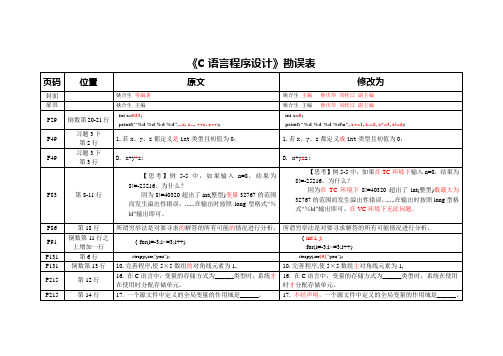 《C语言程序设计》及《习题集》(姚合生等)勘误表(1002)