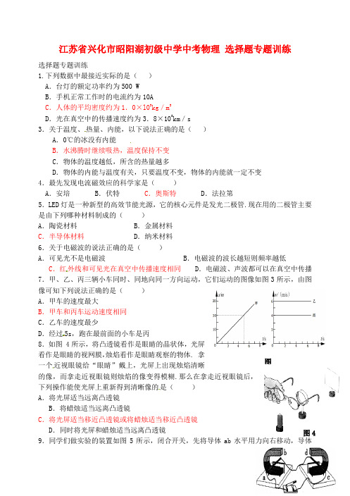 江苏省兴化市昭阳湖初级中学中考物理 选择题专题训练