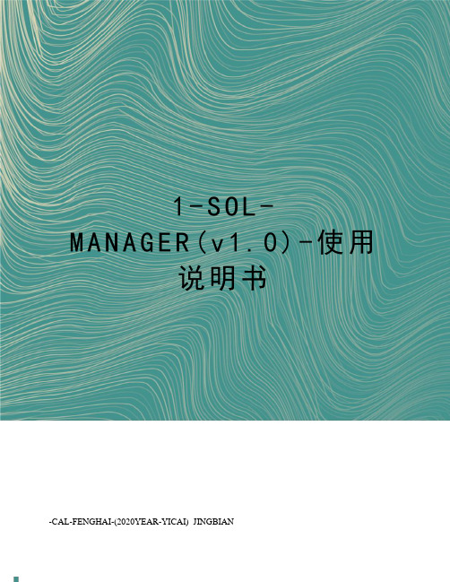1-SOL-MANAGER(v1.0)-使用说明书