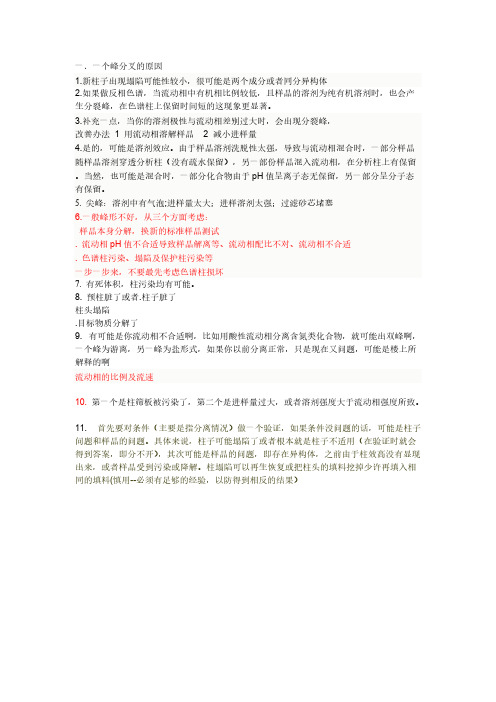 液相色谱柱峰分叉原因