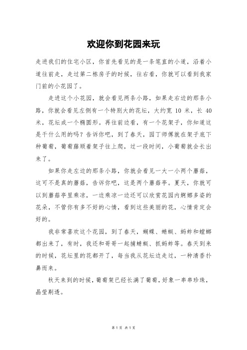 欢迎你到花园来玩_四年级作文