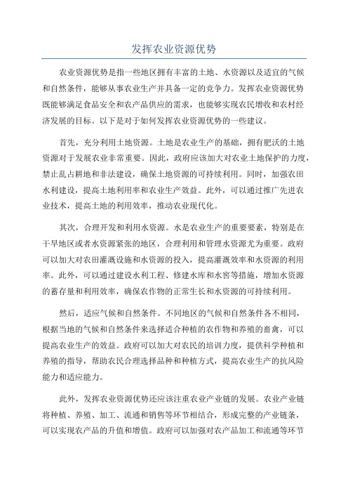 发挥农业资源优势