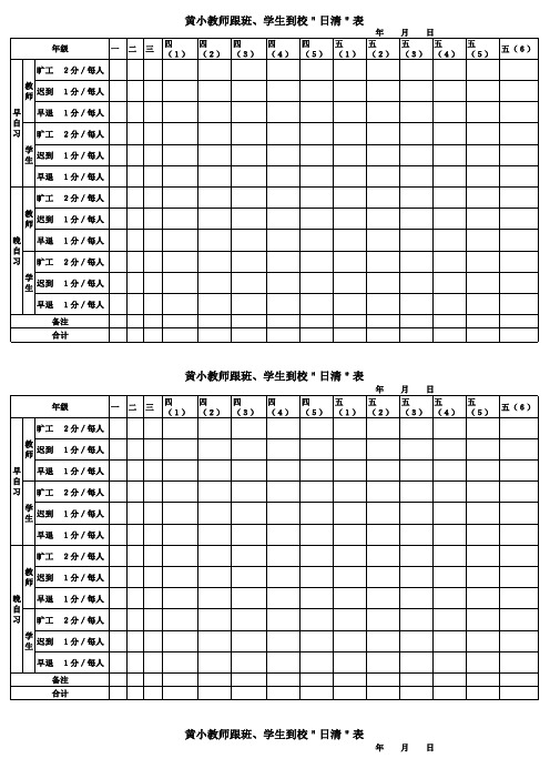 黄小教师跟班 学生到校＂日清＂表
