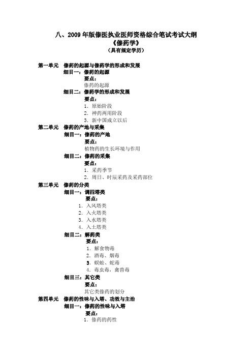 傣医执业医师傣药大纲 文档