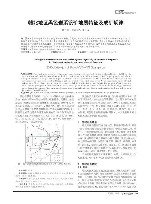 赣北地区黑色岩系钒矿地质特征及成矿规律