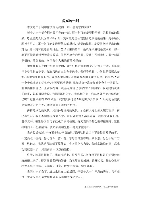 闪亮的一刻_初中作文_2