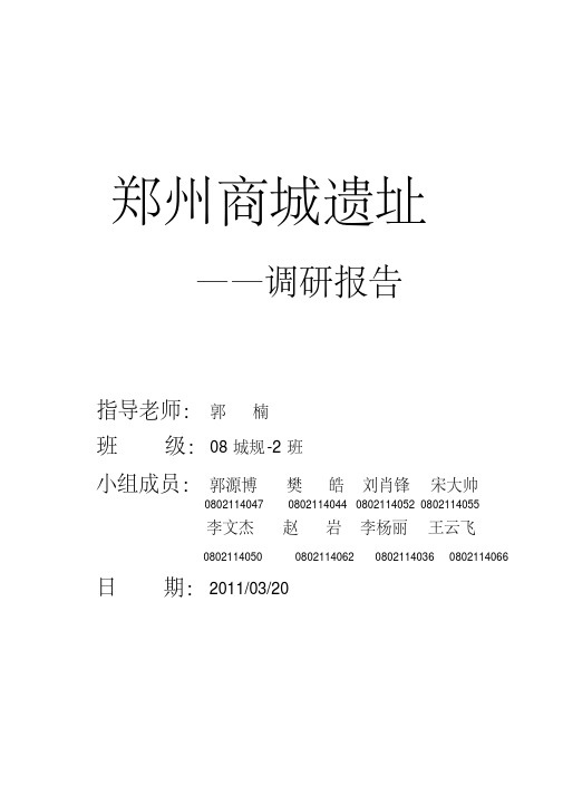 郑州商城遗址调研报告分析