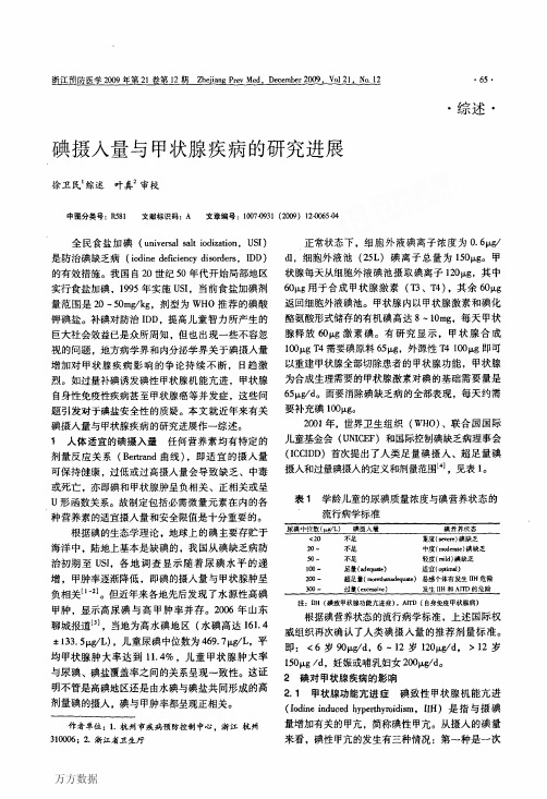 碘摄入量与甲状腺疾病的研究进展