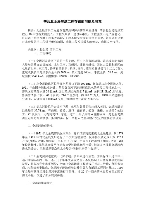 莘县北金堤防洪工程存在的问题及对策