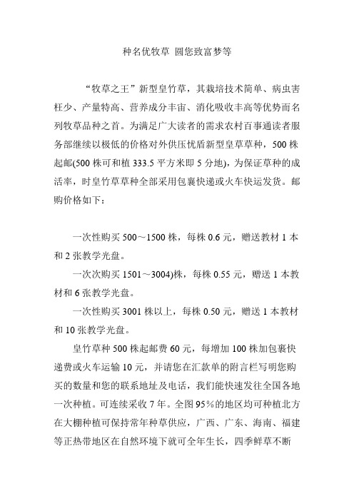 种名优牧草 圆您致富梦等