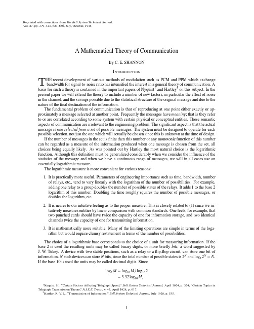 A Mathematical Theory of Communication
