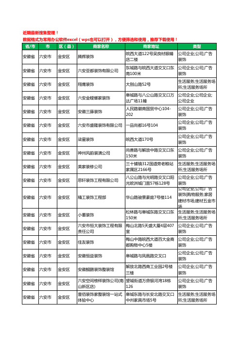 2020新版安徽省六安市金安区装修公司工商企业公司商家名录名单黄页联系方式电话大全129家