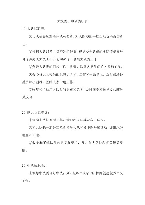 大队委、中队委职责