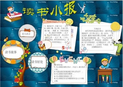 小学生读书小报word模板中小学生电子小报word模板A4大小可编辑