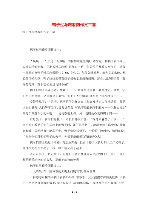 鸭子过马路看图作文三篇