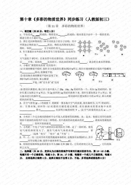 第十章《多彩的物质世界》同步练习(人教版初三)