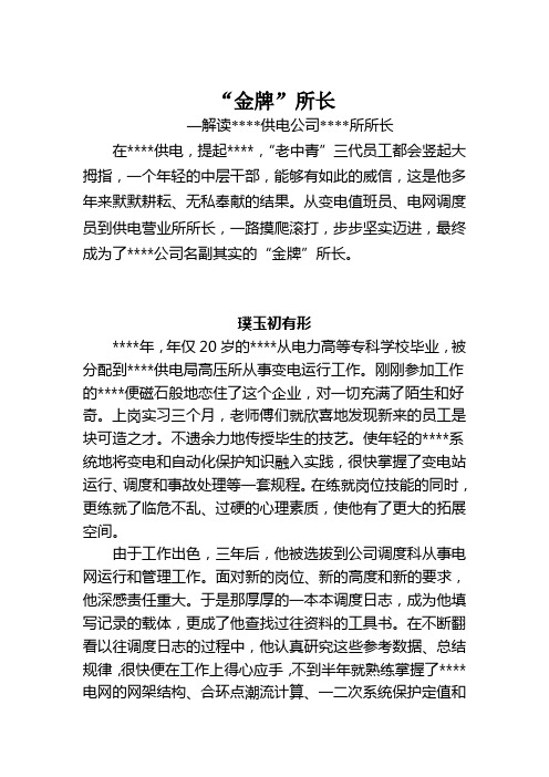 供电营业所所长事迹材料