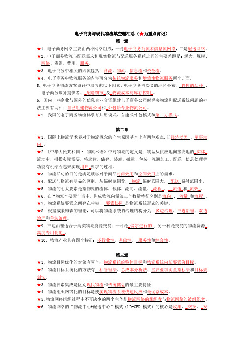 电子商务与现代物流填空题汇总20131001