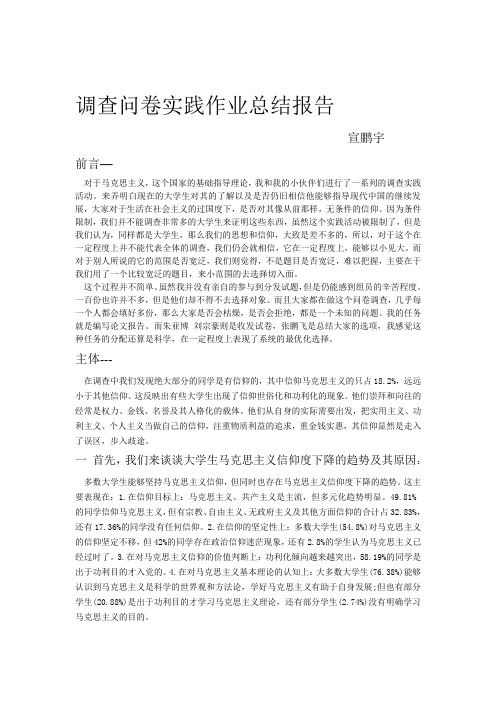 调查问卷实践作业总结报告