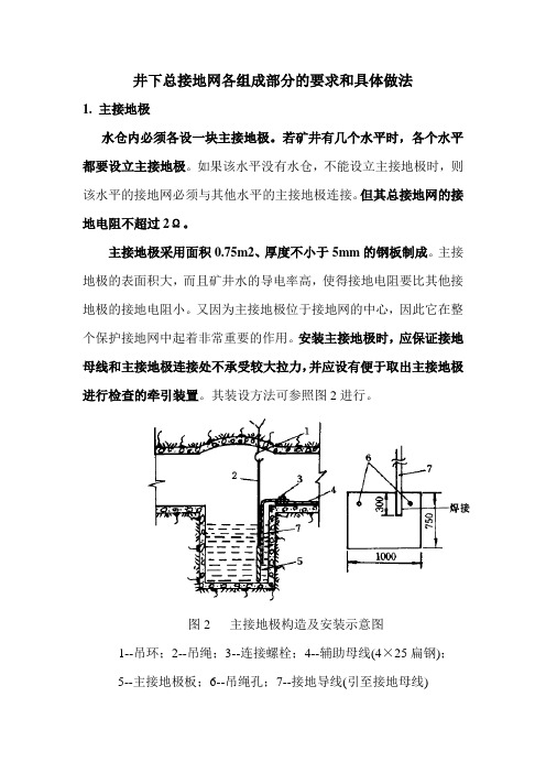 井下总接地网各组成部分的要求和具体做法