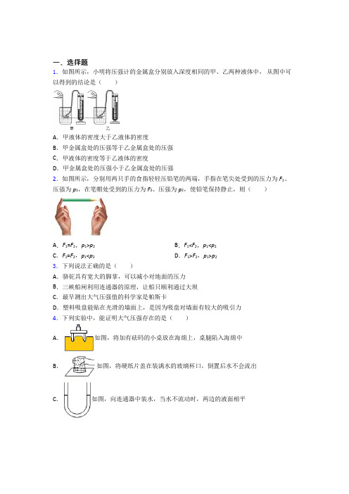 连云港市初中物理八年级下册期中检测卷(包含答案解析)