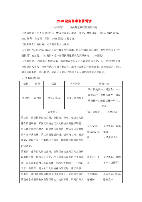 湖南省2018中考语文面对面专题五名著阅读素材