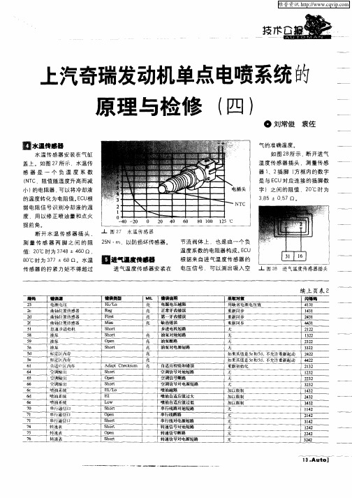 上汽奇瑞发动机单点电喷系统的原理与检修(四)