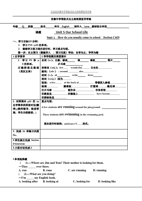 七年级下英语导学案 Unit5T2,C