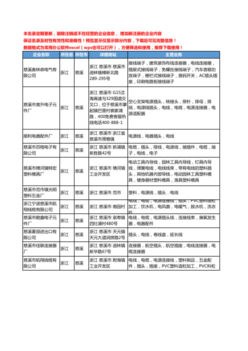 新版浙江省慈溪插头电线工商企业公司商家名录名单联系方式大全11家