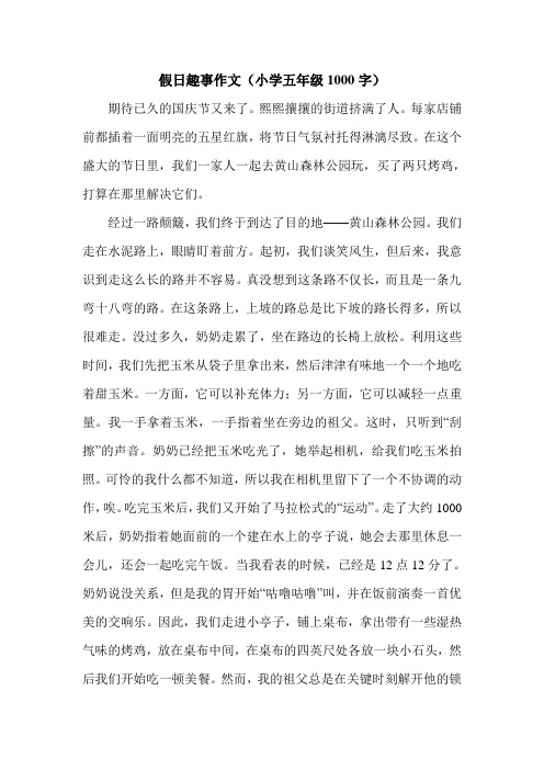 假日趣事作文(小学五年级1000字).doc
