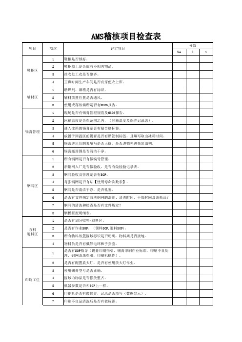 稽核项目检查表