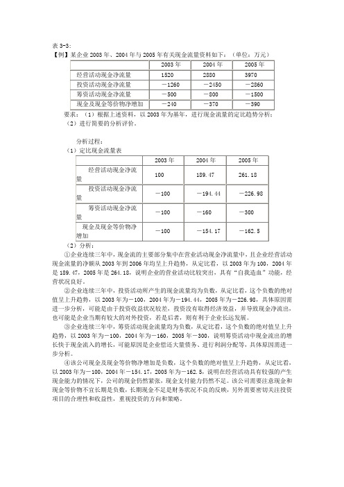表3-3 现金流量表趋势分析