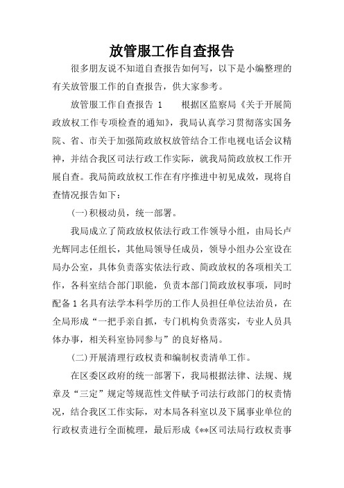 放管服工作自查报告